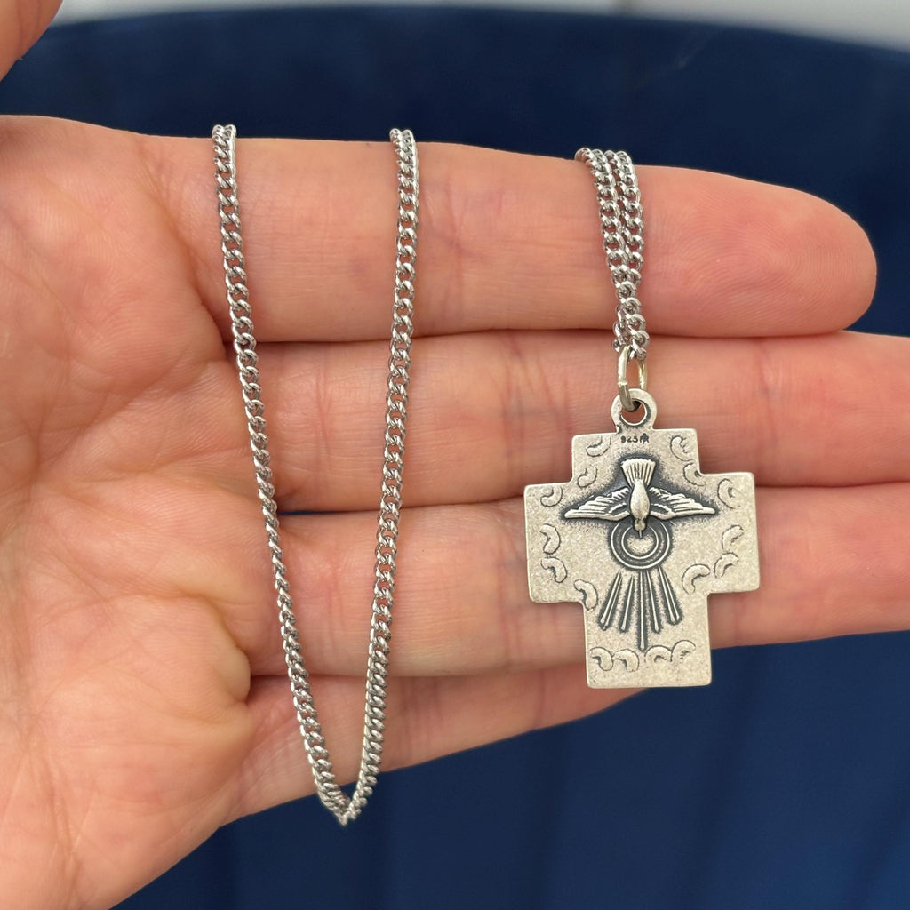 Sterling Silver Alpha Omega Chi Rho Cross Pendant Necklace