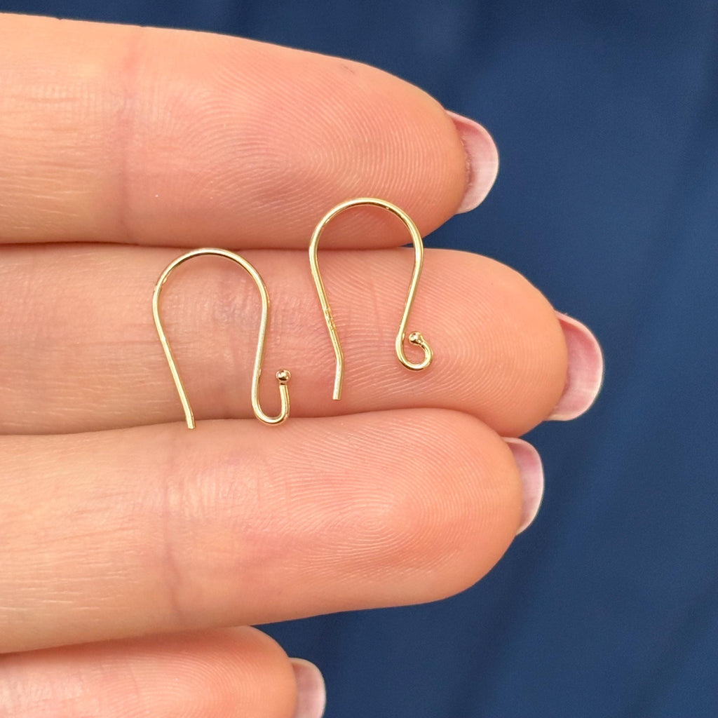 14k Yellow Gold Pair of  French Wire Earring Top With Ball End