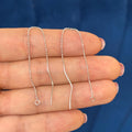 14k White Gold Pair of Threader Earring Wire Components with Ring