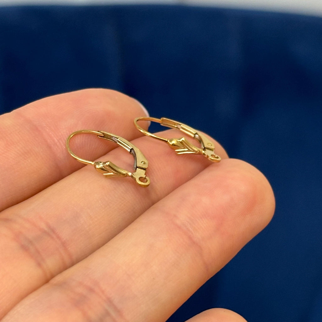 Gold Filled Pair of Fleur De Lis Leverback Settings