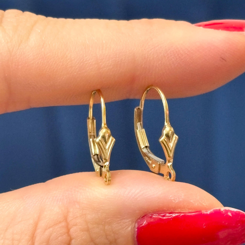 Gold Filled Pair of Fleur De Lis Leverback Settings