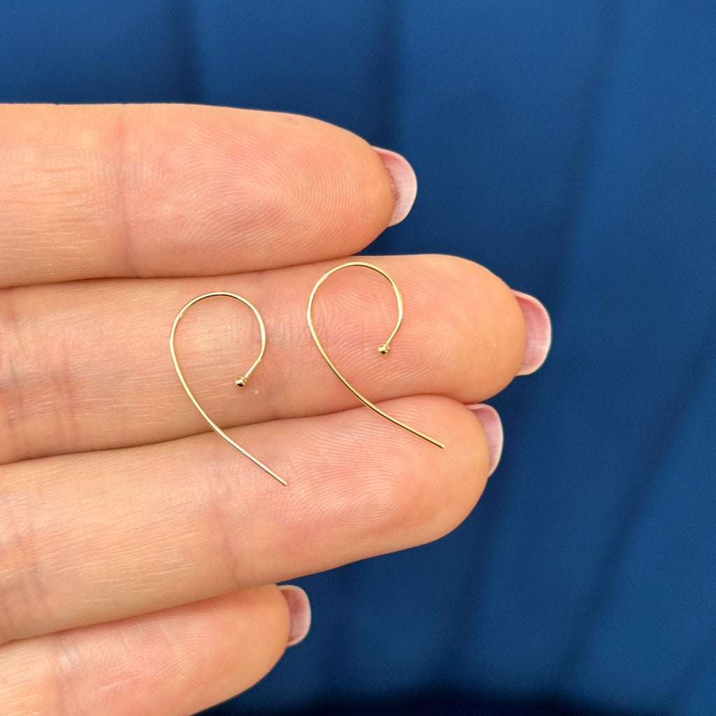 14k Yellow Gold Curved Ear Wires with Ball End