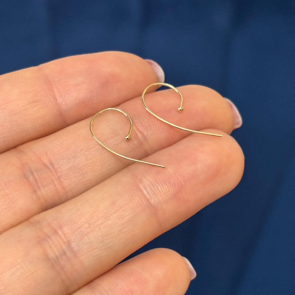 14k Yellow Gold Curved Ear Wires with Ball End