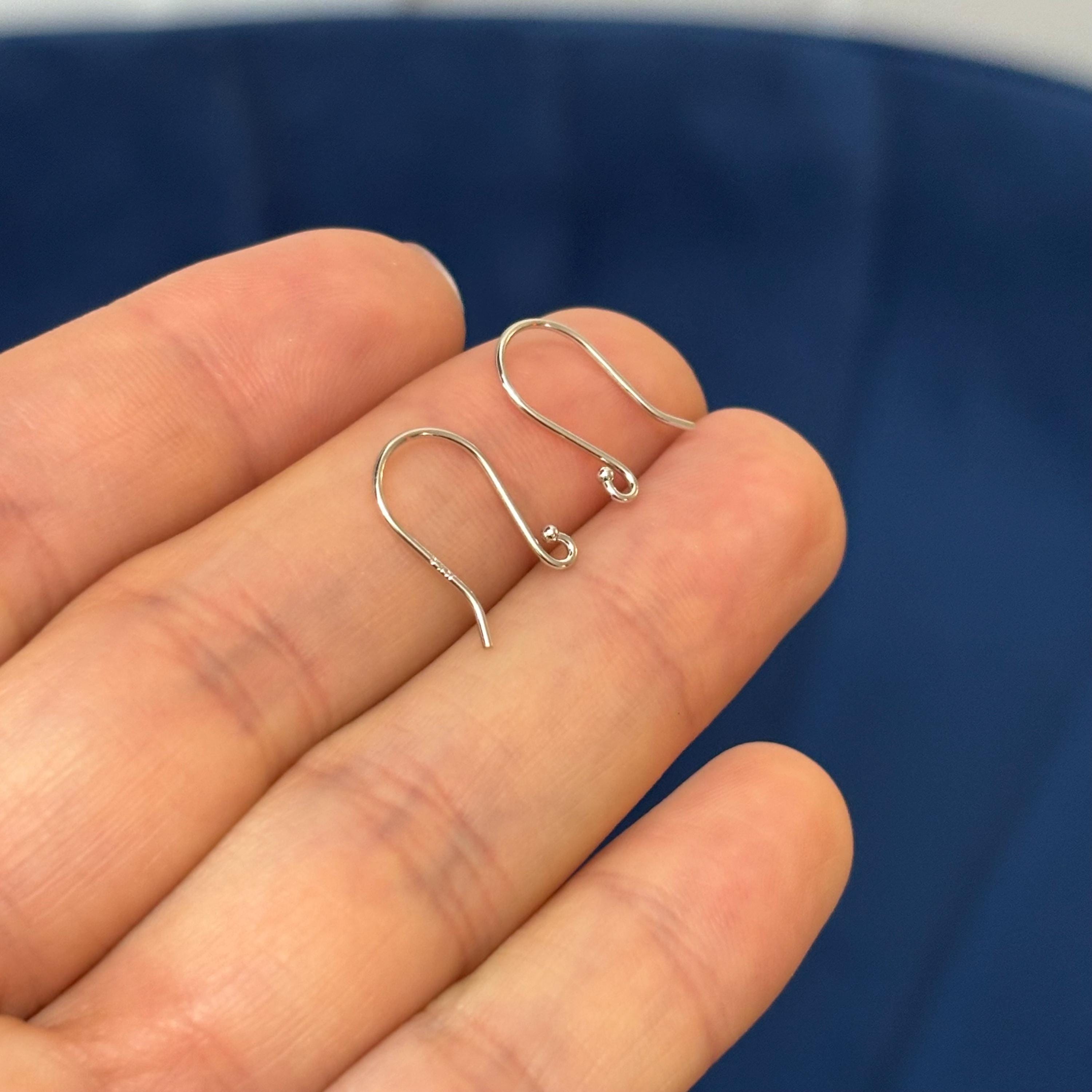 14k White Gold Pair of French Wire Earring Top With Ball End