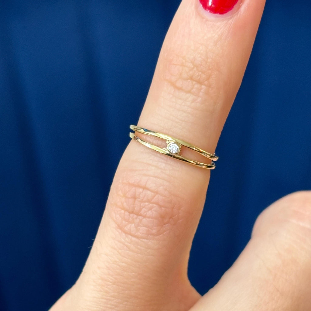 10k Gold Polished Double Band Cubic Zirconia CZ Toe Ring