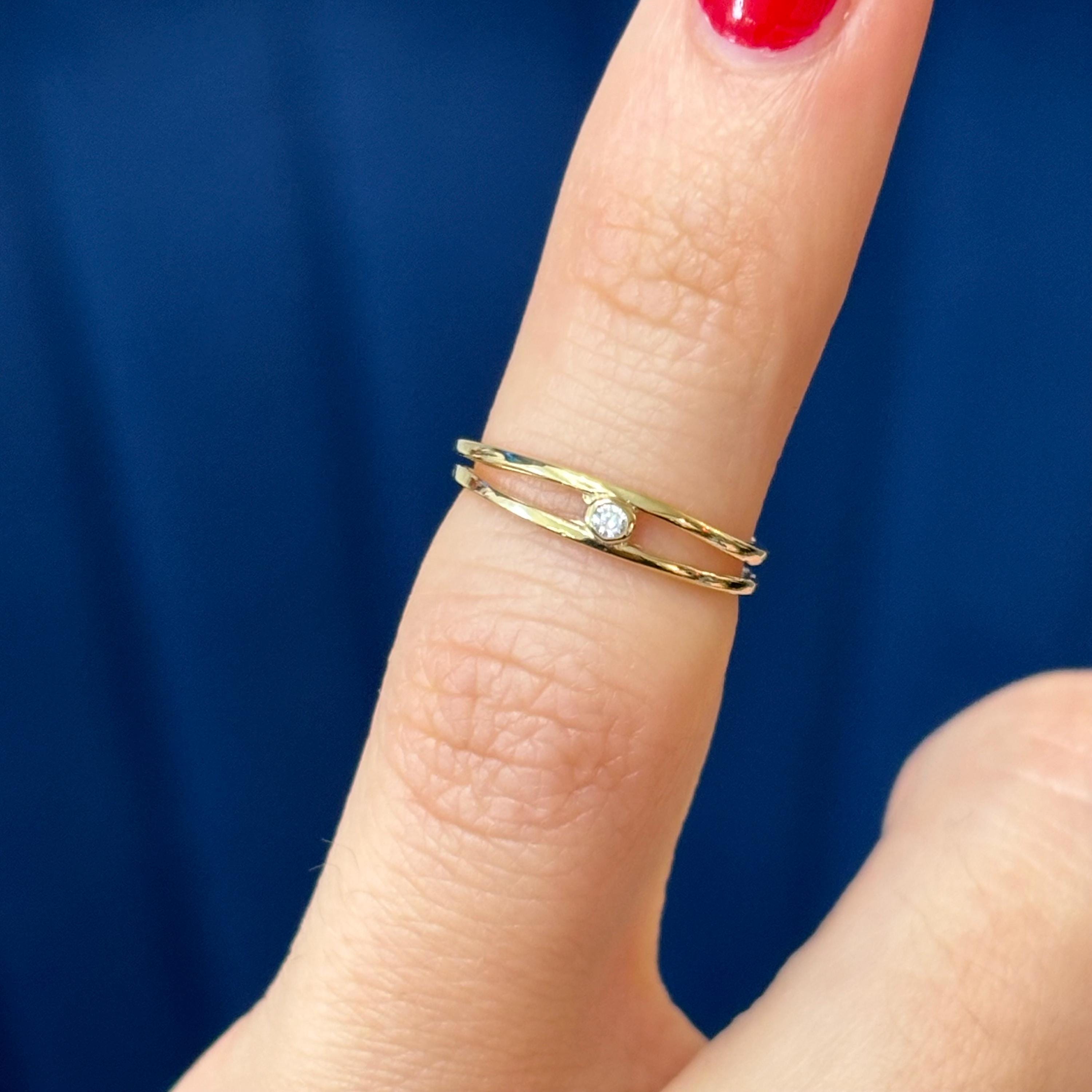 10k Gold Polished Double Band Cubic Zirconia CZ Toe Ring