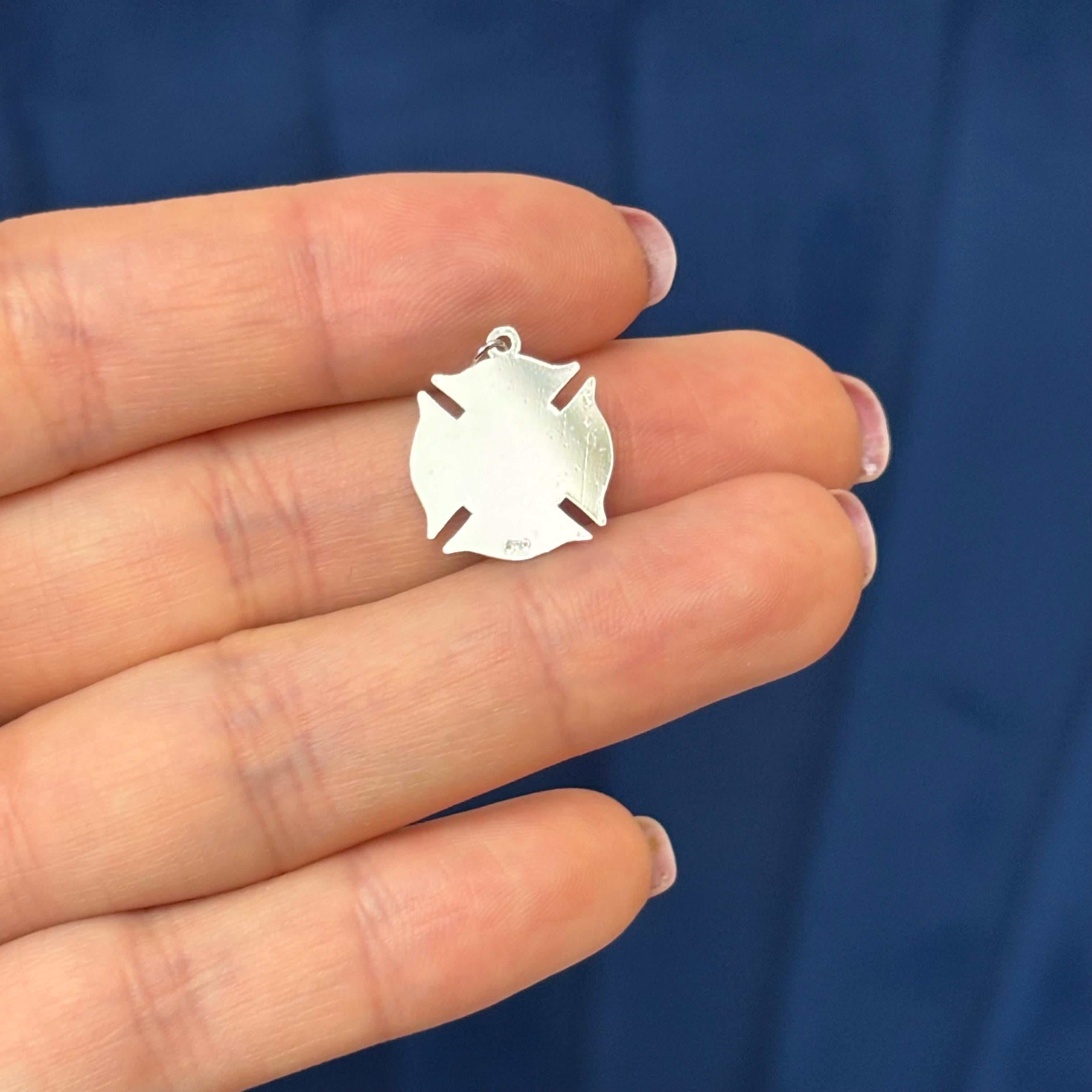 Sterling Silver Fireman Shield Engravable Pendant