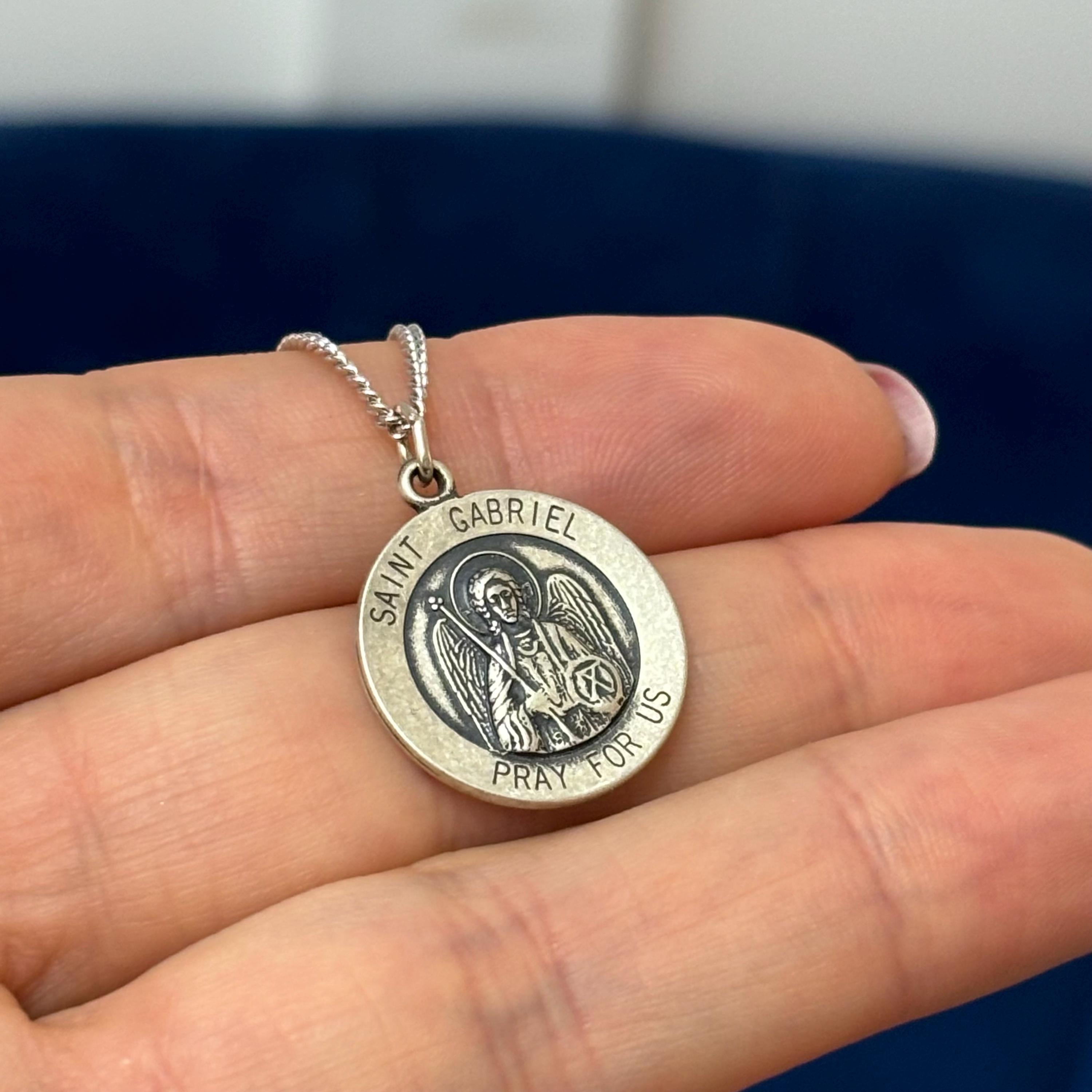 Sterling Silver St. Gabriel Medal 18”Necklace