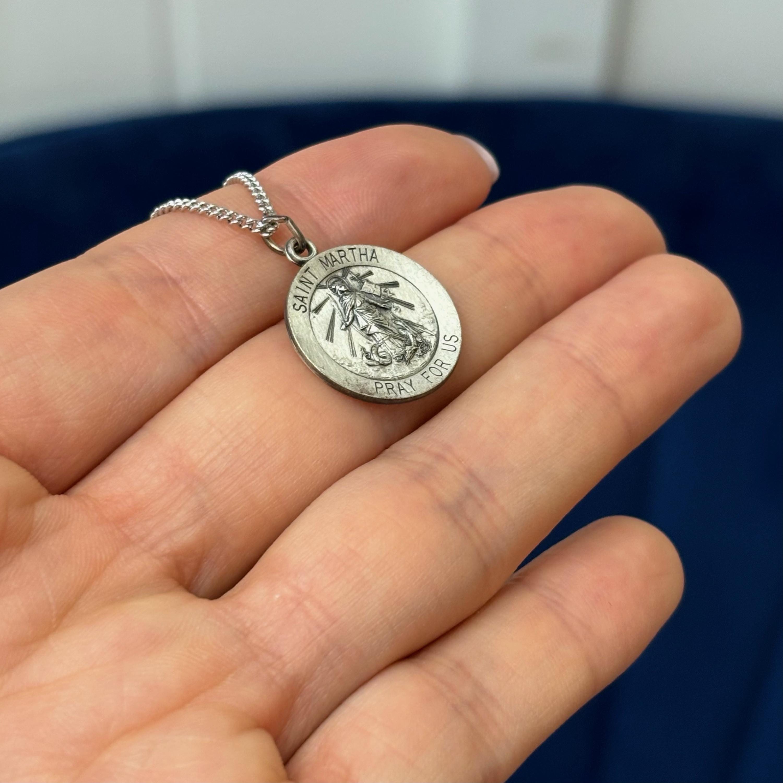 Sterling Silver St. Martha Medal 18”Necklace