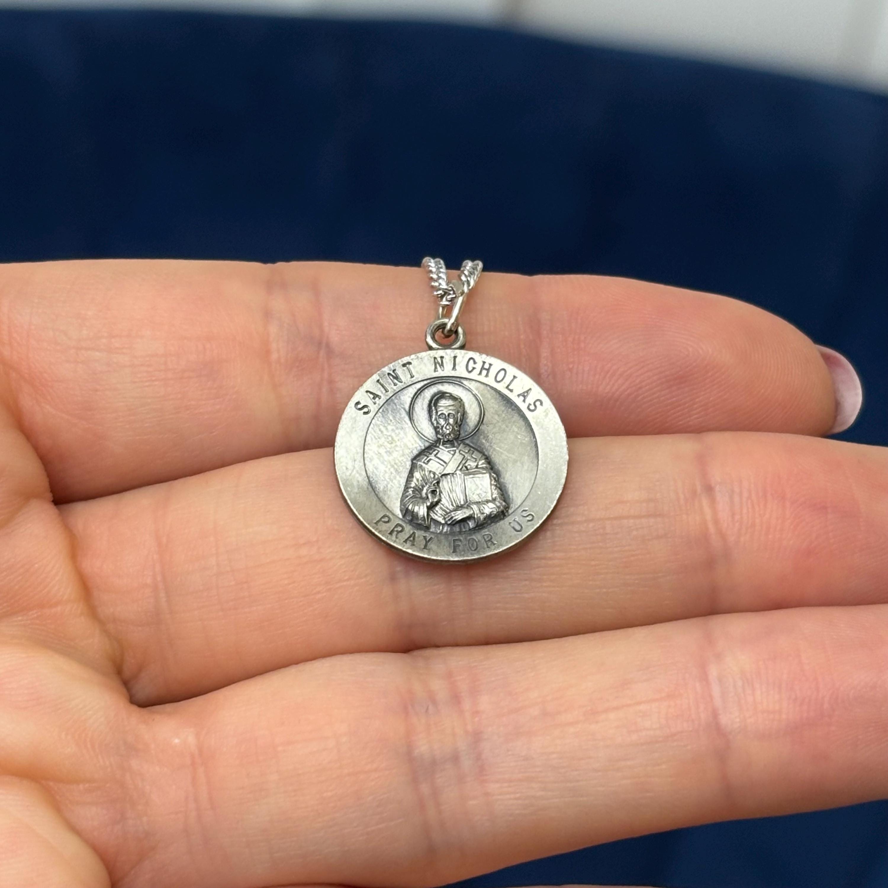 Sterling Silver St. Nicholas Medal 18”Necklace