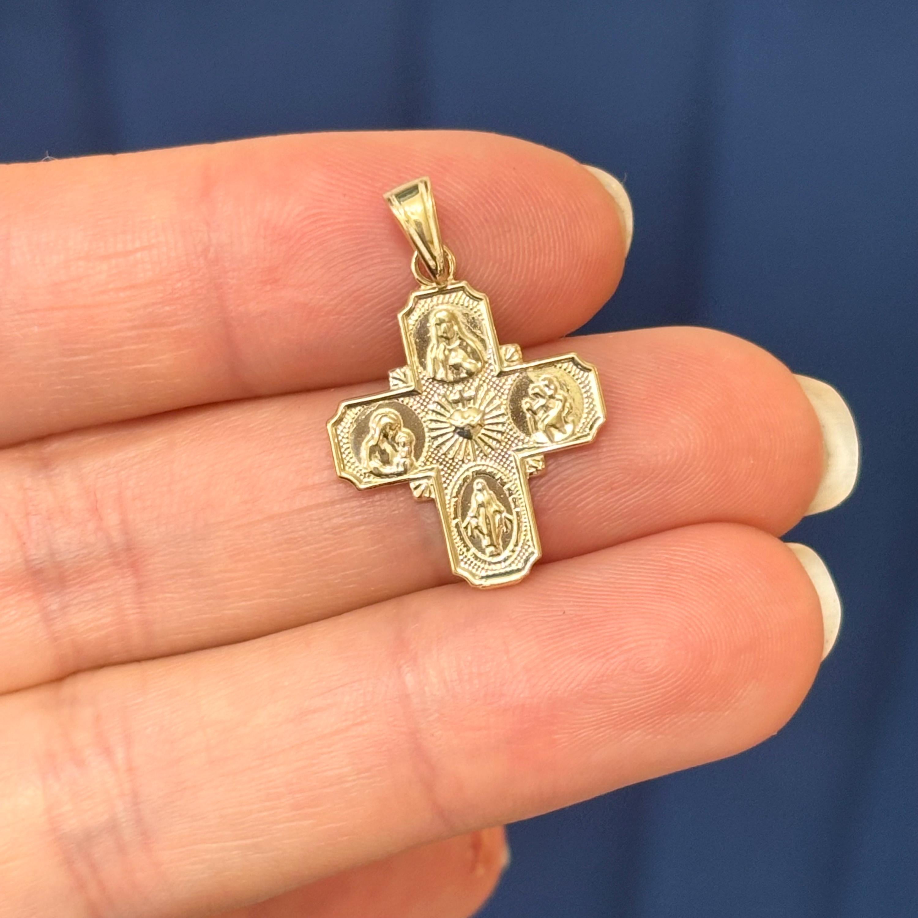 10k Gold Four Way Medal Cross Charm Pendant