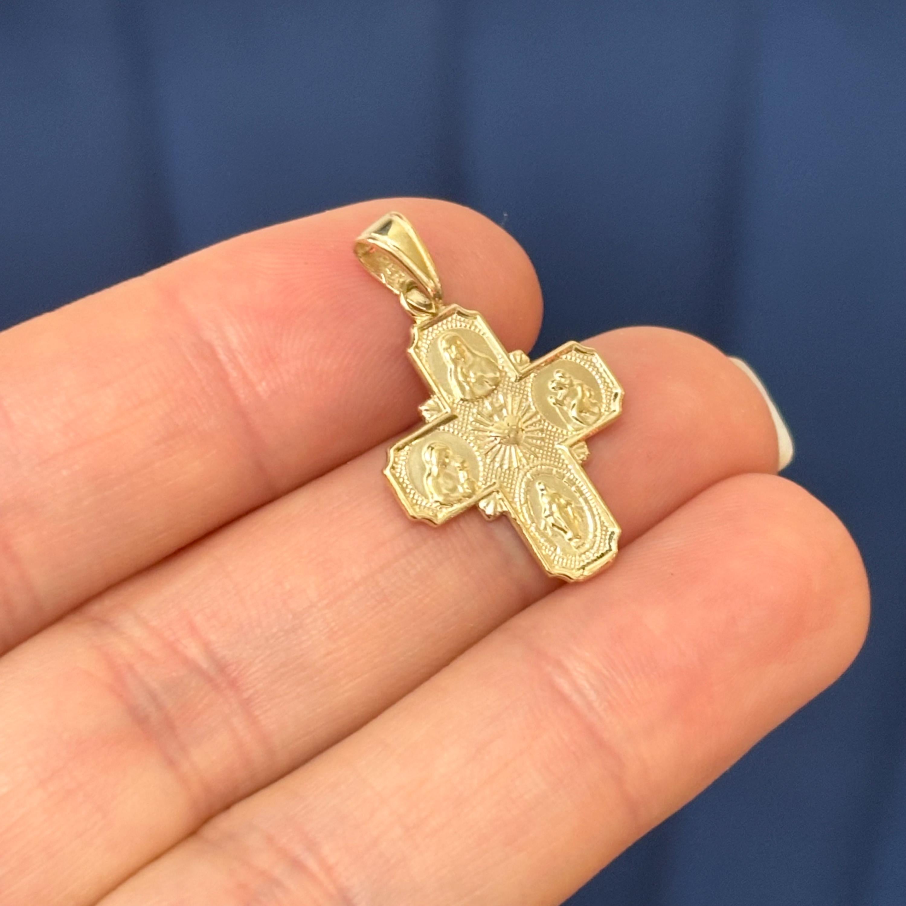 10k Gold Four Way Medal Cross Charm Pendant