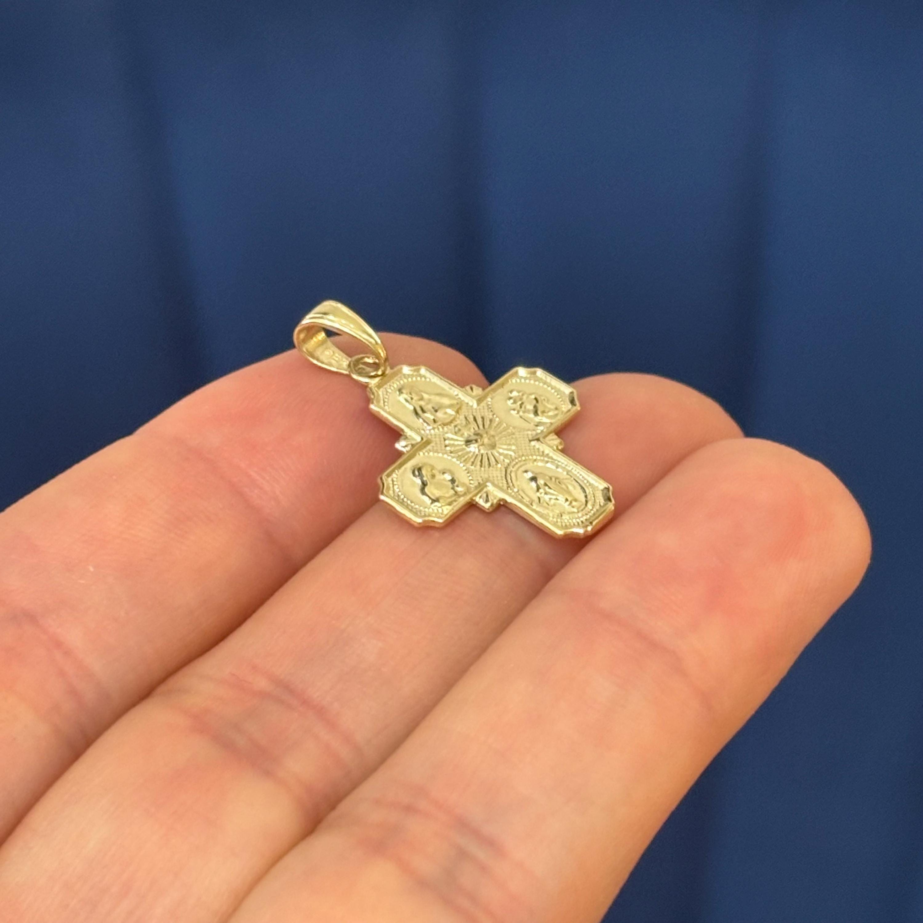 10k Gold Four Way Medal Cross Charm Pendant