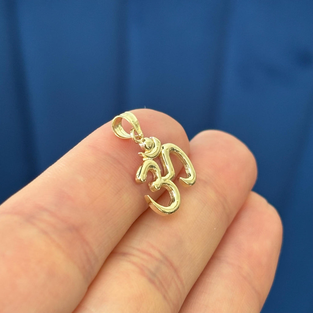 14k Gold Om Symbol Small Pendant Charm