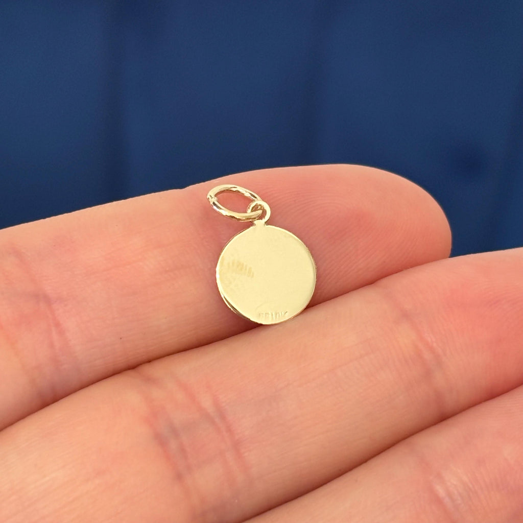 Custom Engraving “T” 10K Plain Engraveable Disc Charm Pendant Small Mini 11.5mm .018”