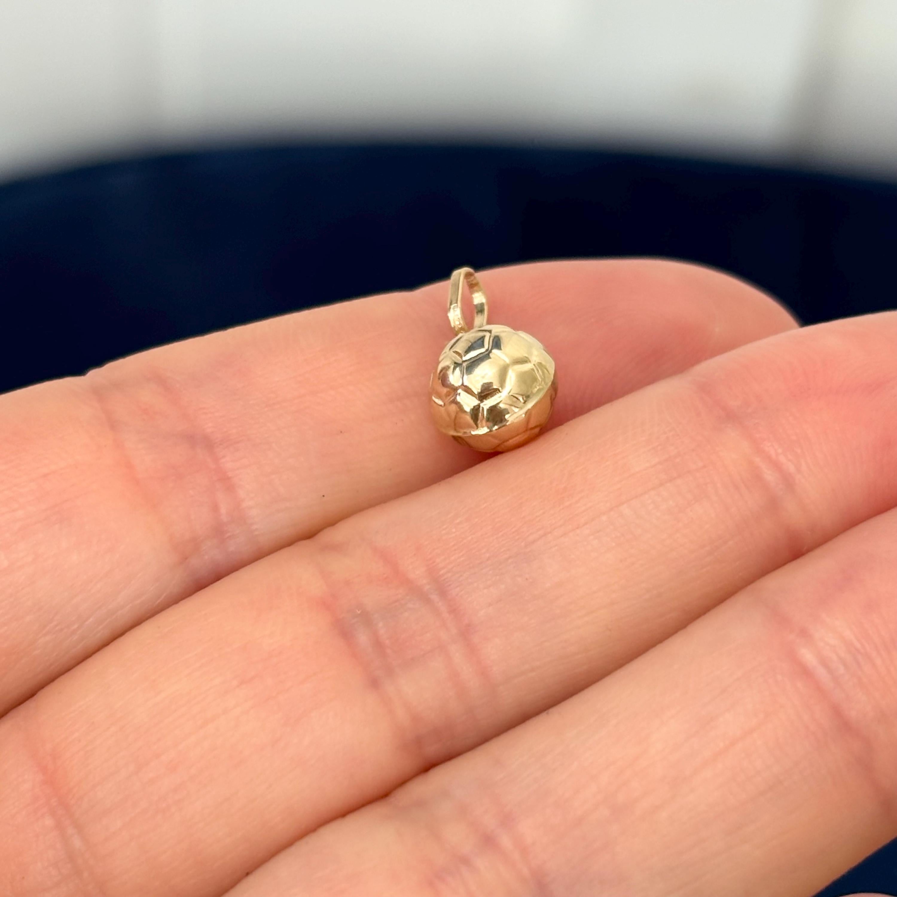 14k Gold 3D Small Soccer Ball Pendant Tiny Charm