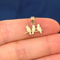 14K Yellow Gold Three Birds on a Branch Charm Pendant