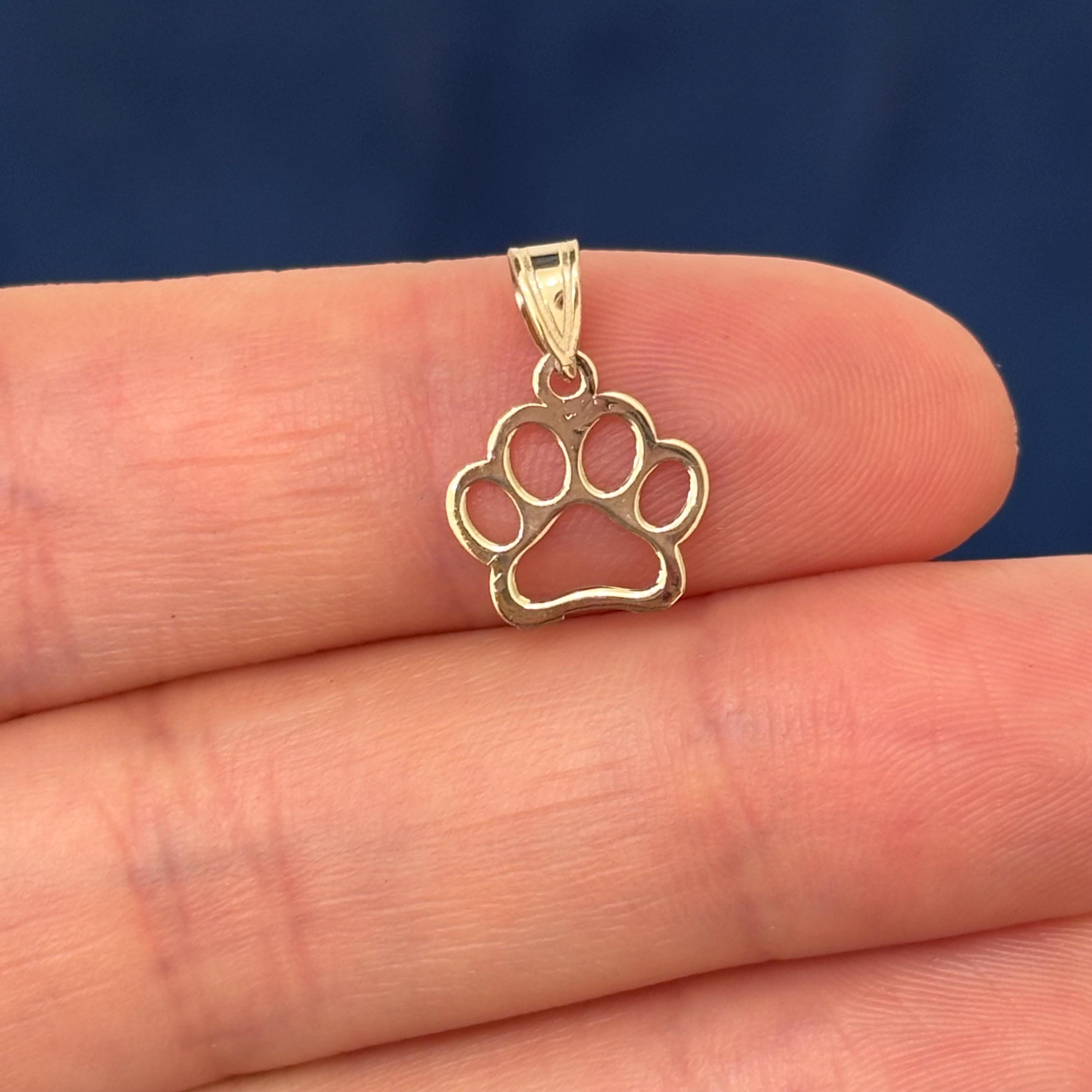 14K Yellow Gold Tiny Cut-out Dog Paw Charm Pendant