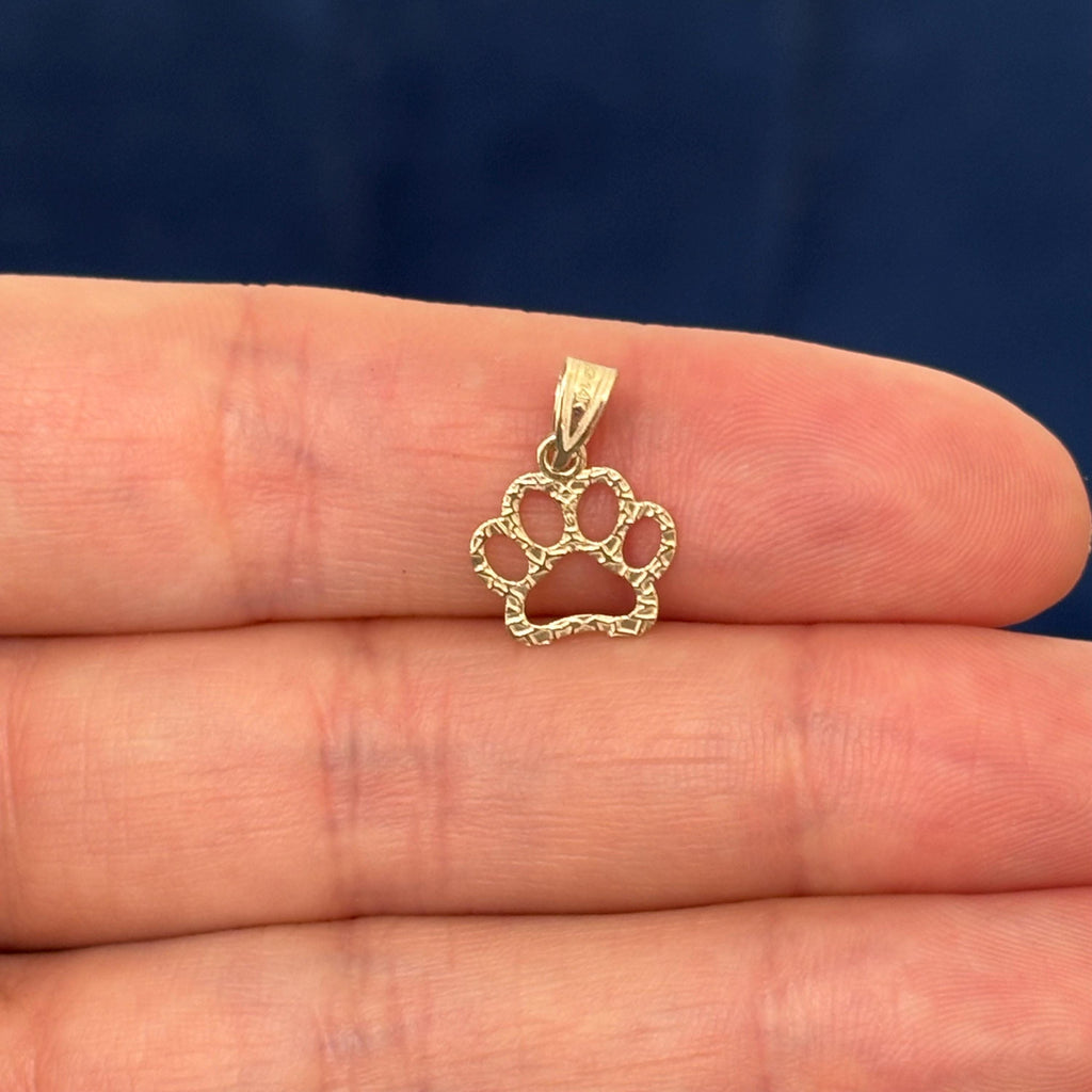 14K Yellow Gold Tiny Cut-out Dog Paw Charm Pendant