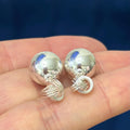 Sterling Silver Love Knot Front and Ball Back Post Earrings