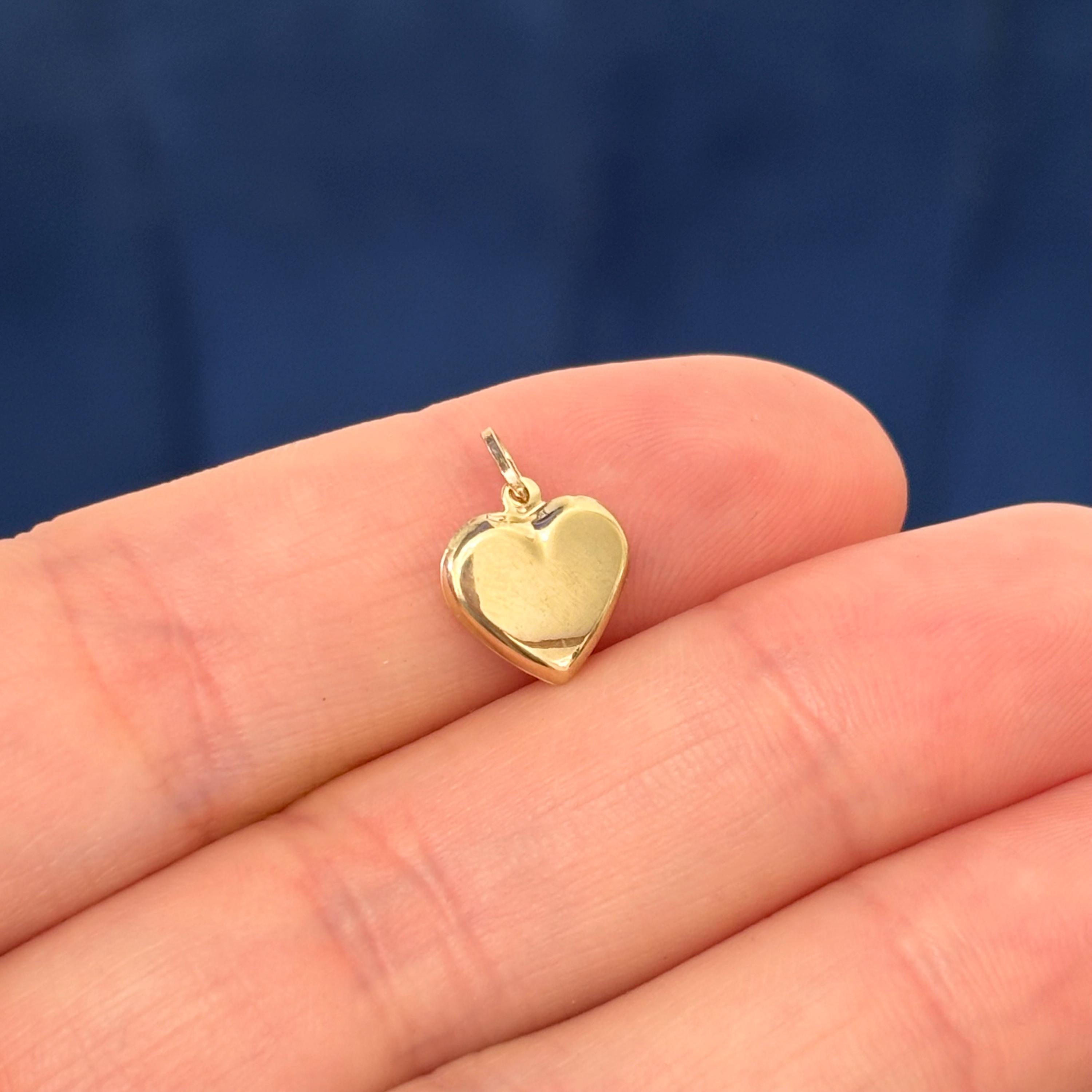 14K Gold Heart Puffed Charm Pendant Tiny