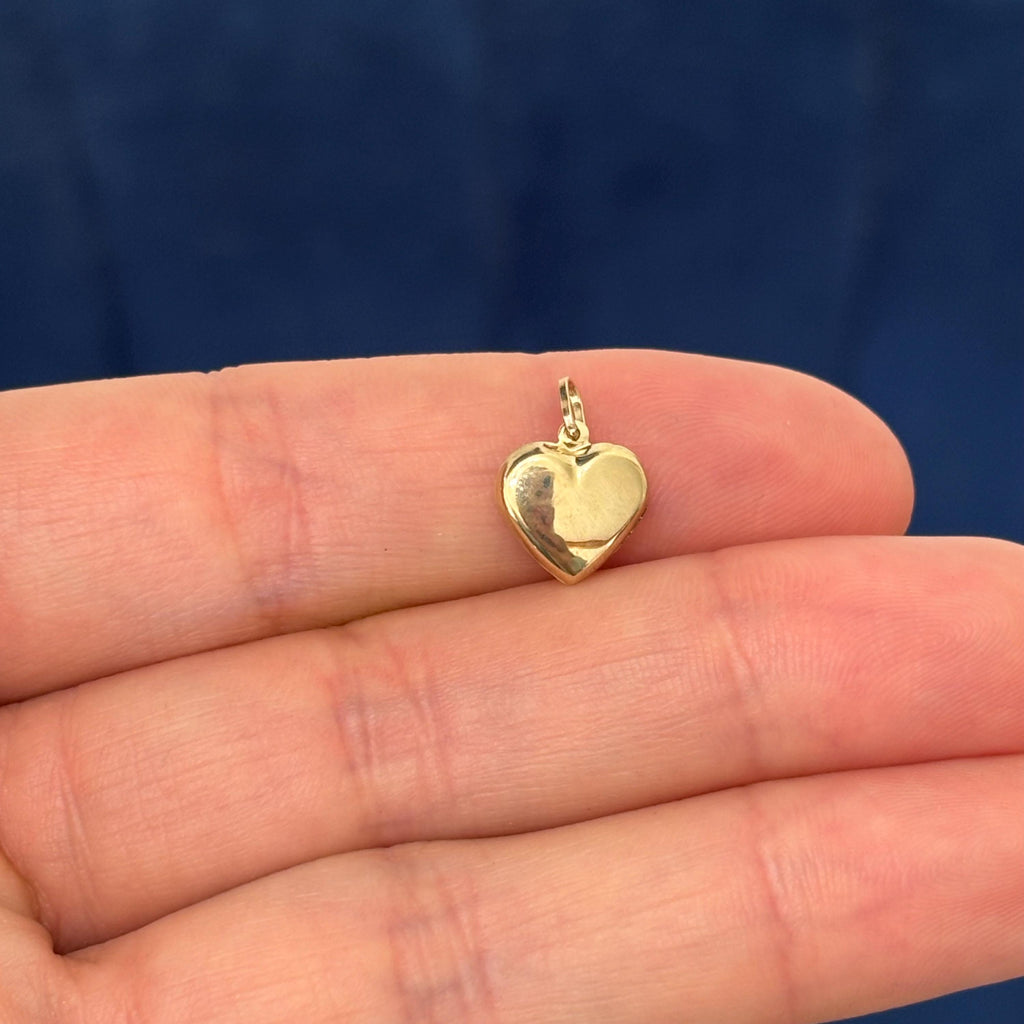 14K Gold Heart Puffed Charm Pendant Tiny