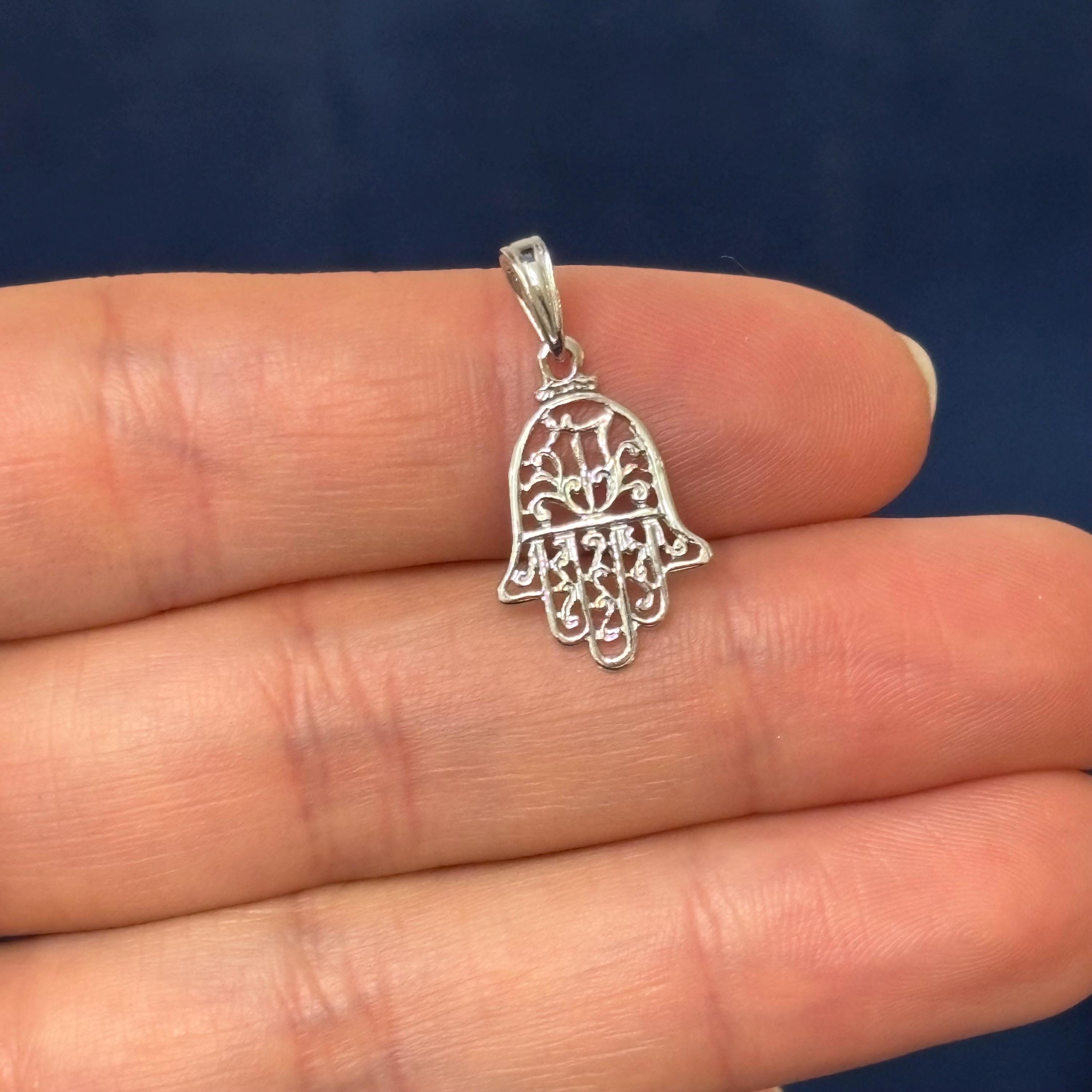 Sterling Silver Rhodium-plated Cut-Out filigree Hamsa Pendant