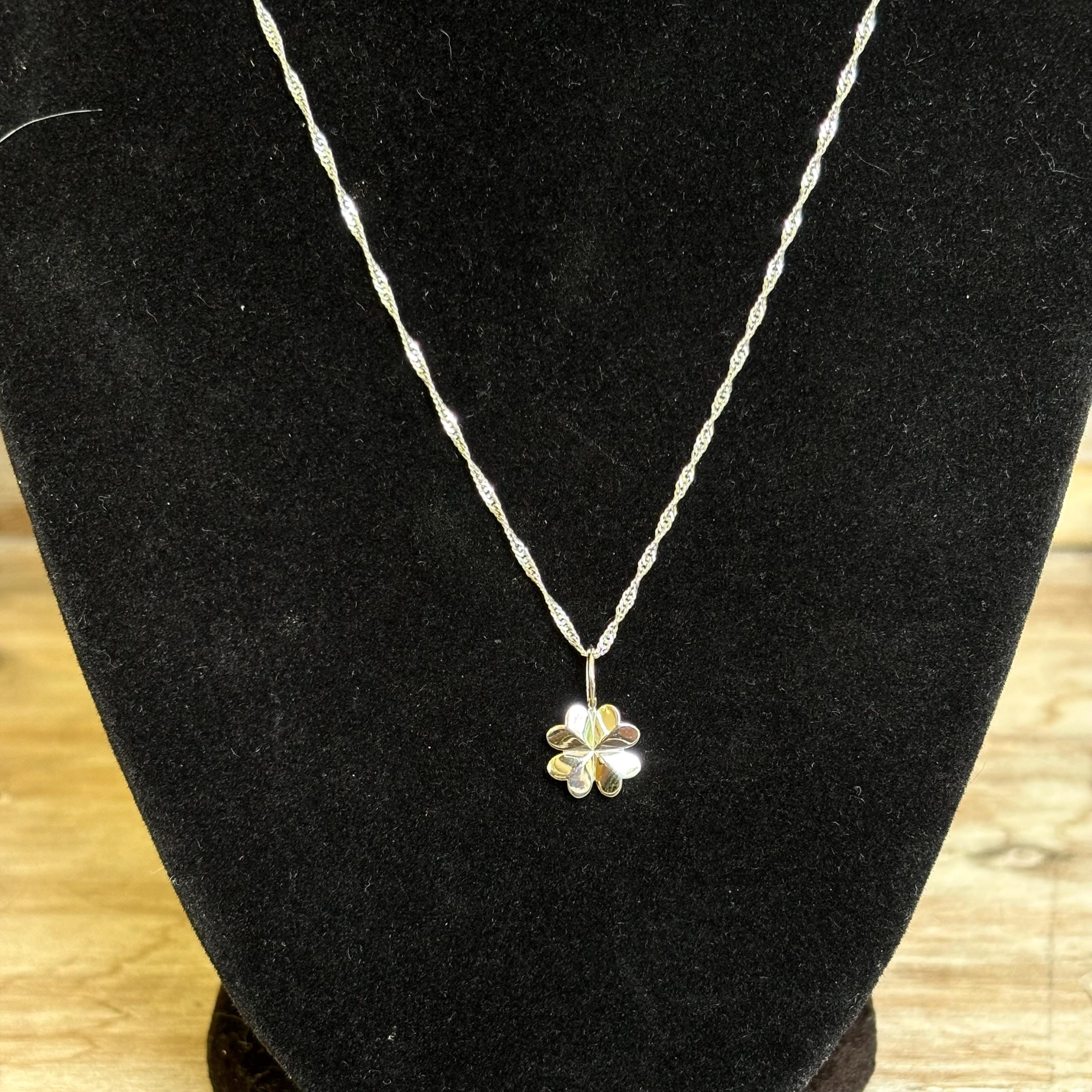 Sterling Silver Four Leaf Clover Modern Charm Pendant