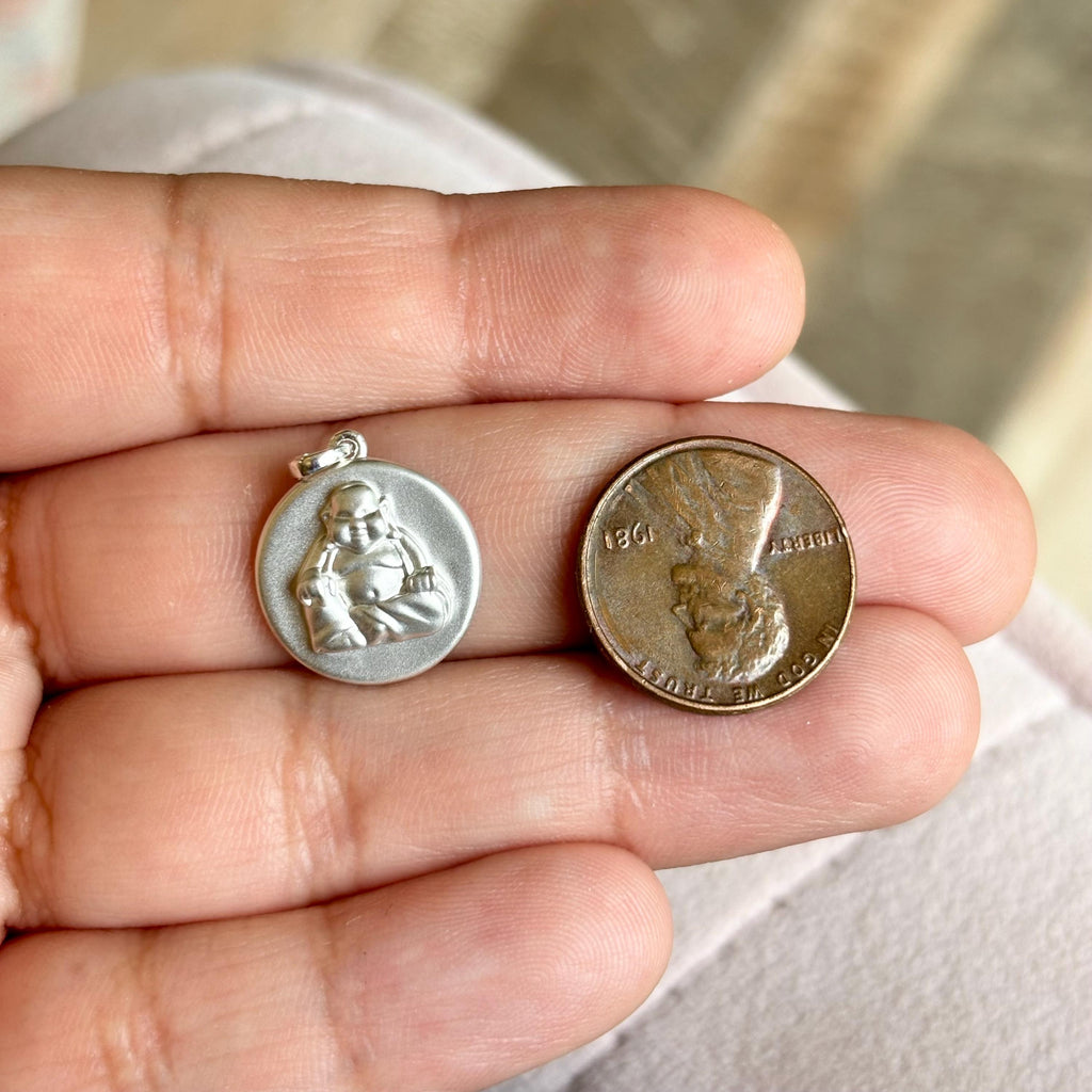 Sterling Silver Buddha Round Pendant