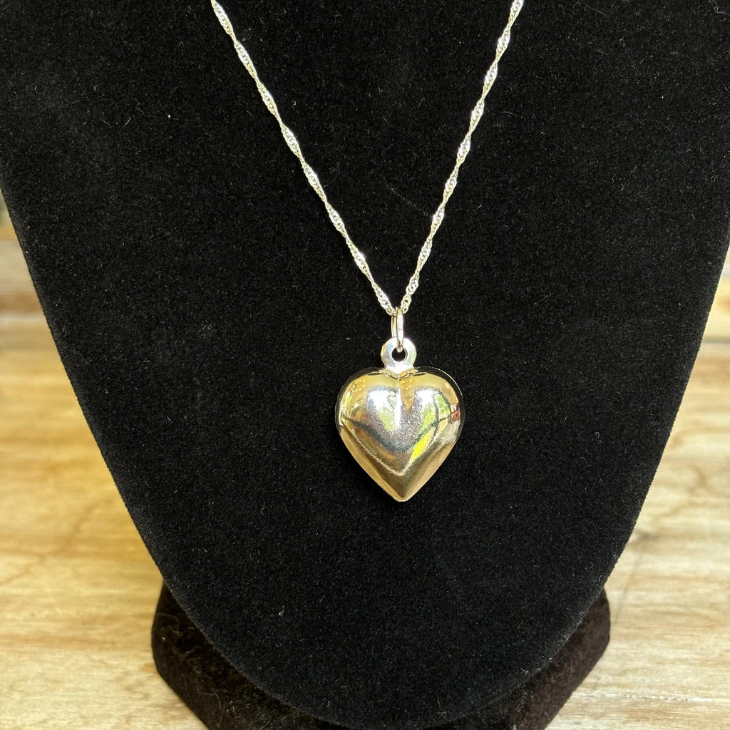 Sterling Silver Polished Puffed Heart Charm Pendant