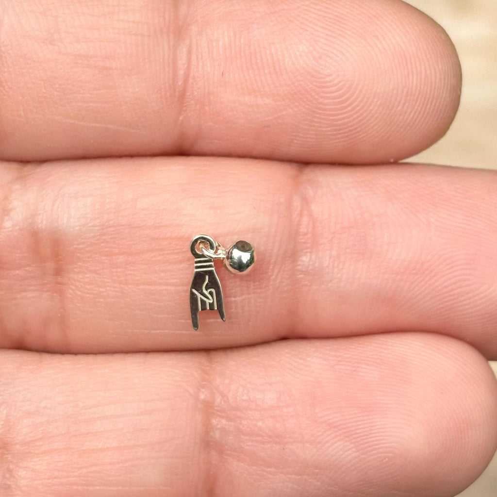 Sterling Silver Tiny Mano Cornuto Dangle Hand Charm