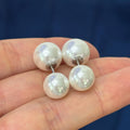 Sterling Silver White 10-11mm and White 11-12mm Imitation Shell Pearl Front Back Post Earrings