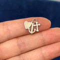 Sterling Silver Polished Cross Heart and Anchor Charm Pendant