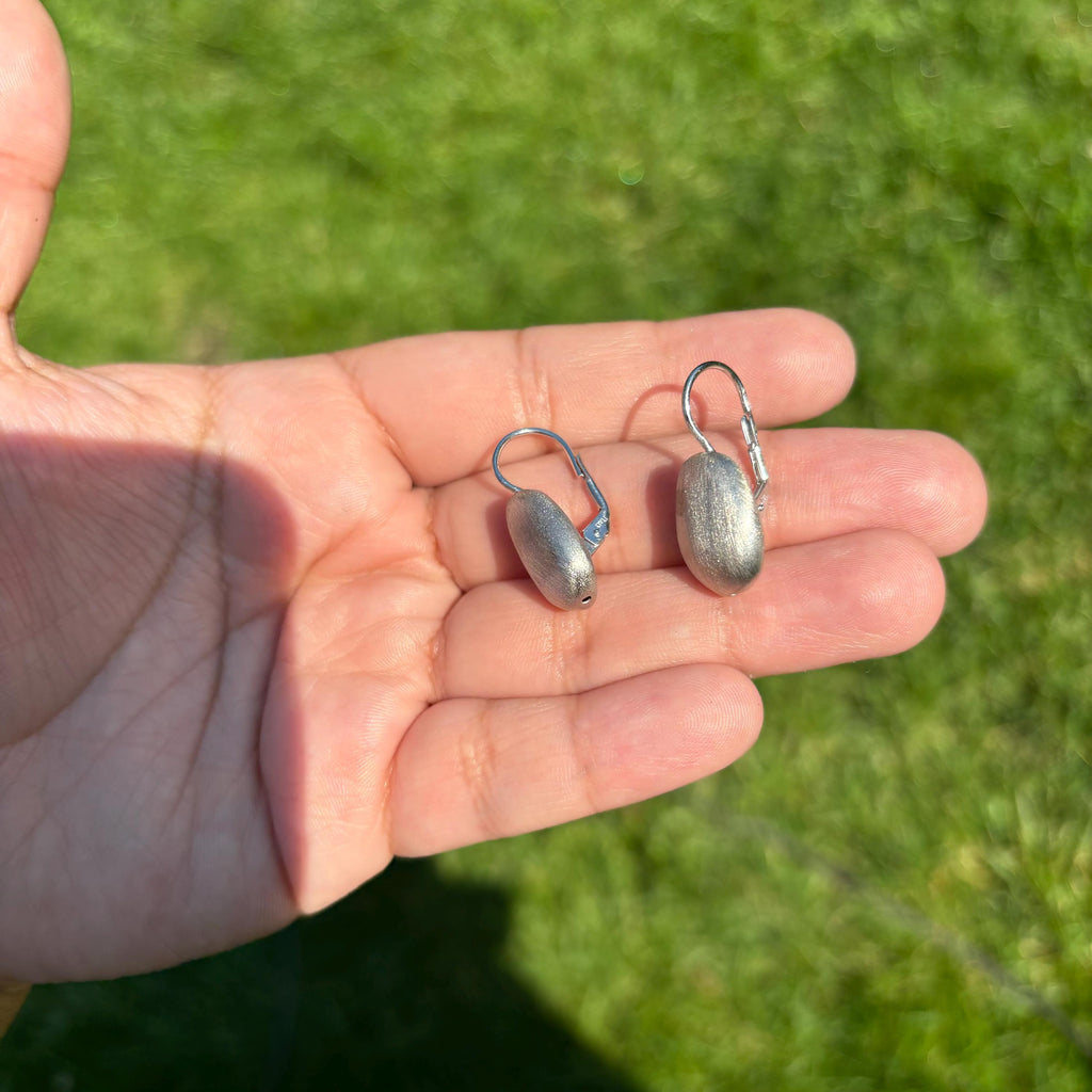Sterling Silver Brushed Leverback Dangle Earrings