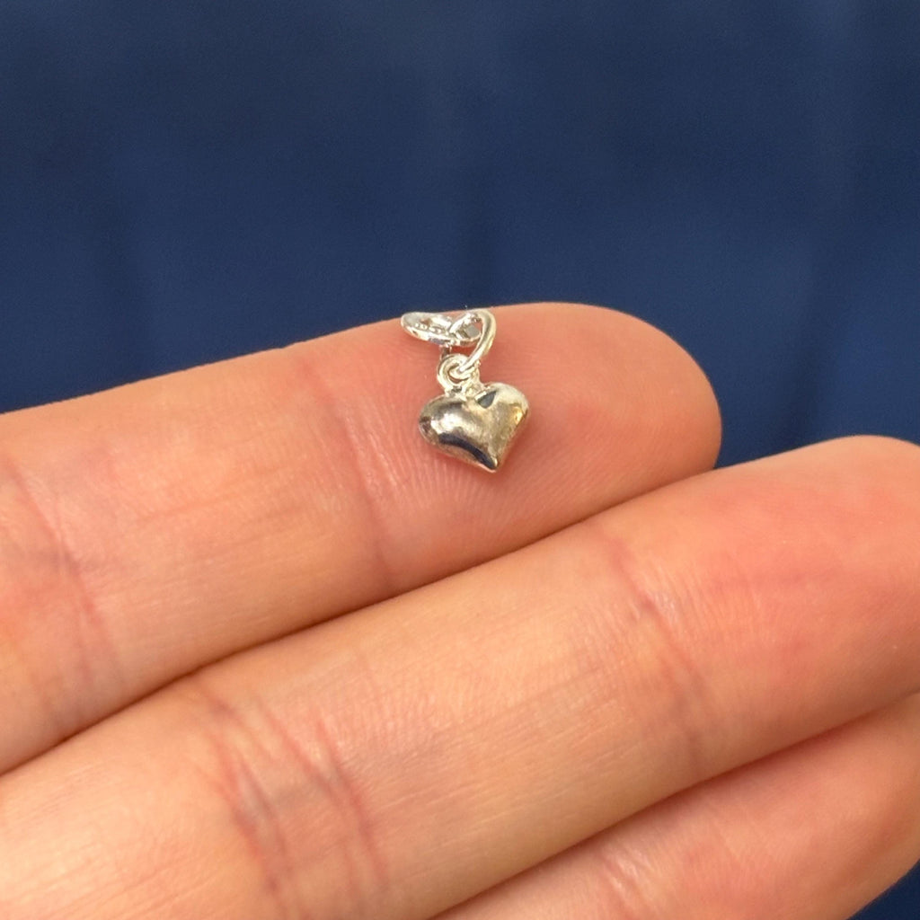 Sterling Silver Polished Puff Heart Charm
