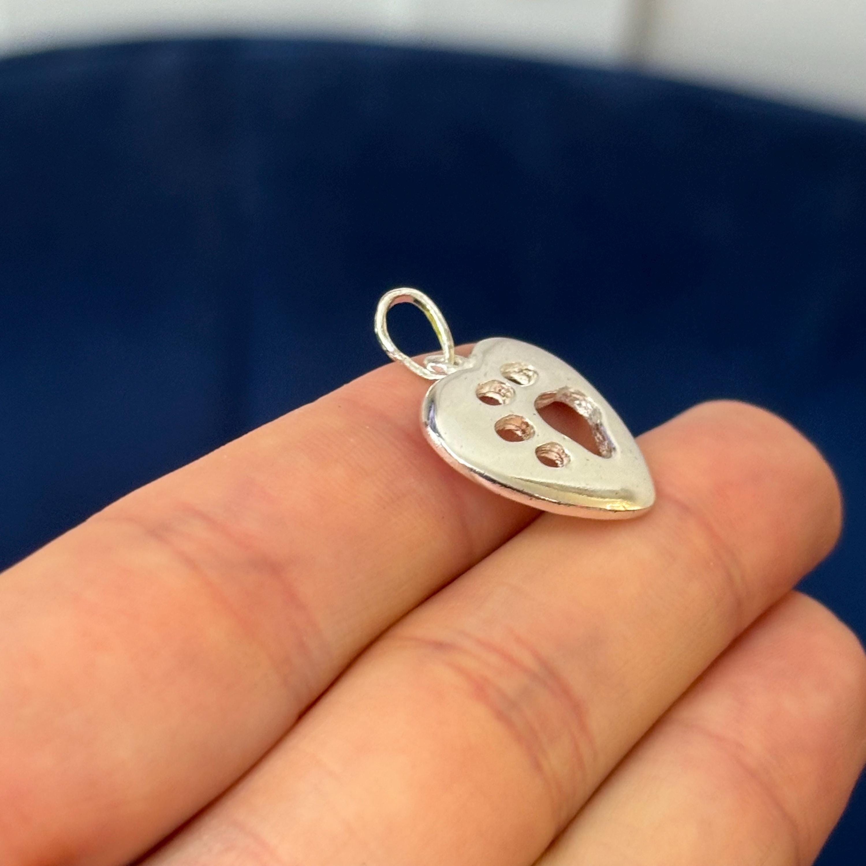 Sterling Silver Heart with Paw Print Pendant