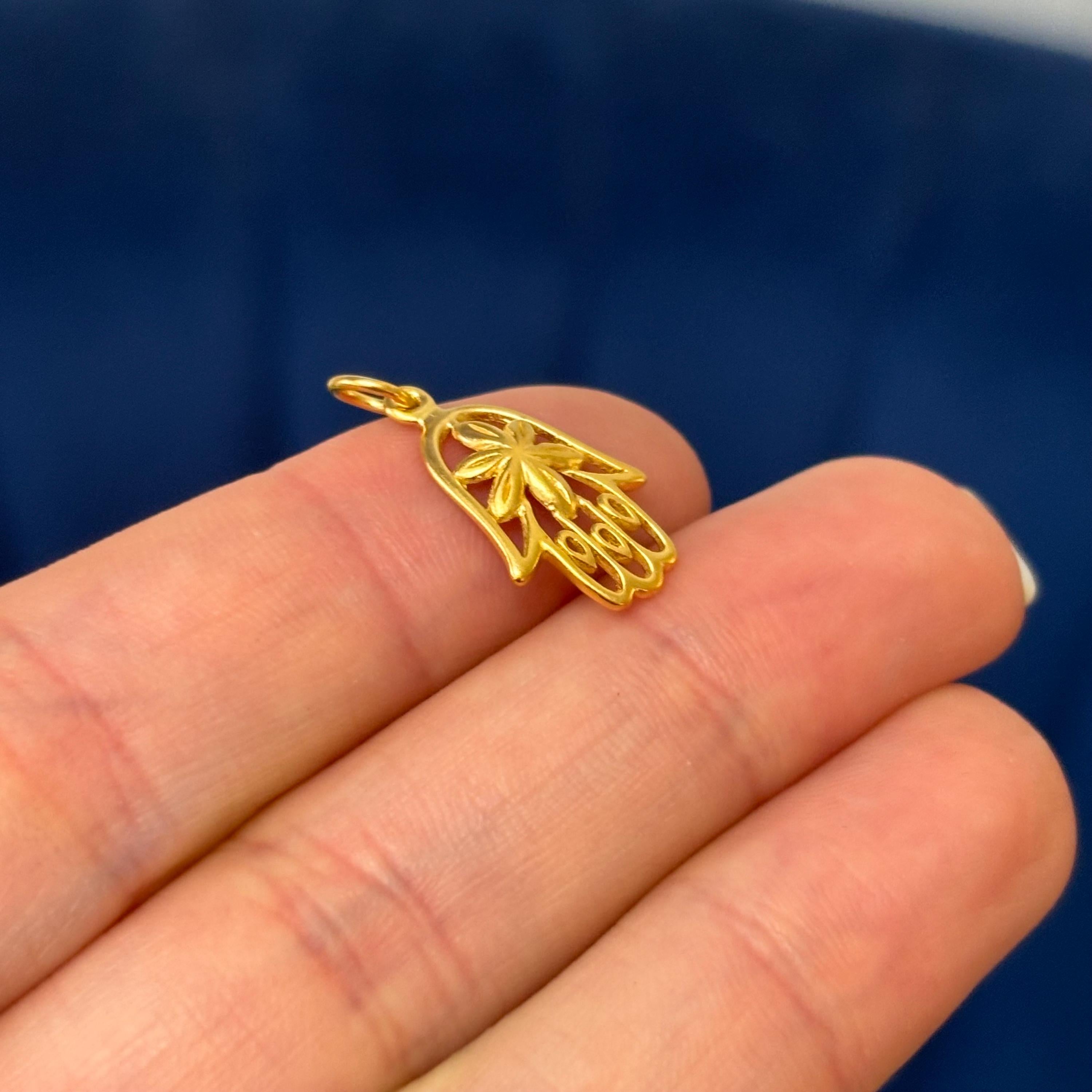 24K Gold-Plated Sterling Silver Hamsa Charm Pendant