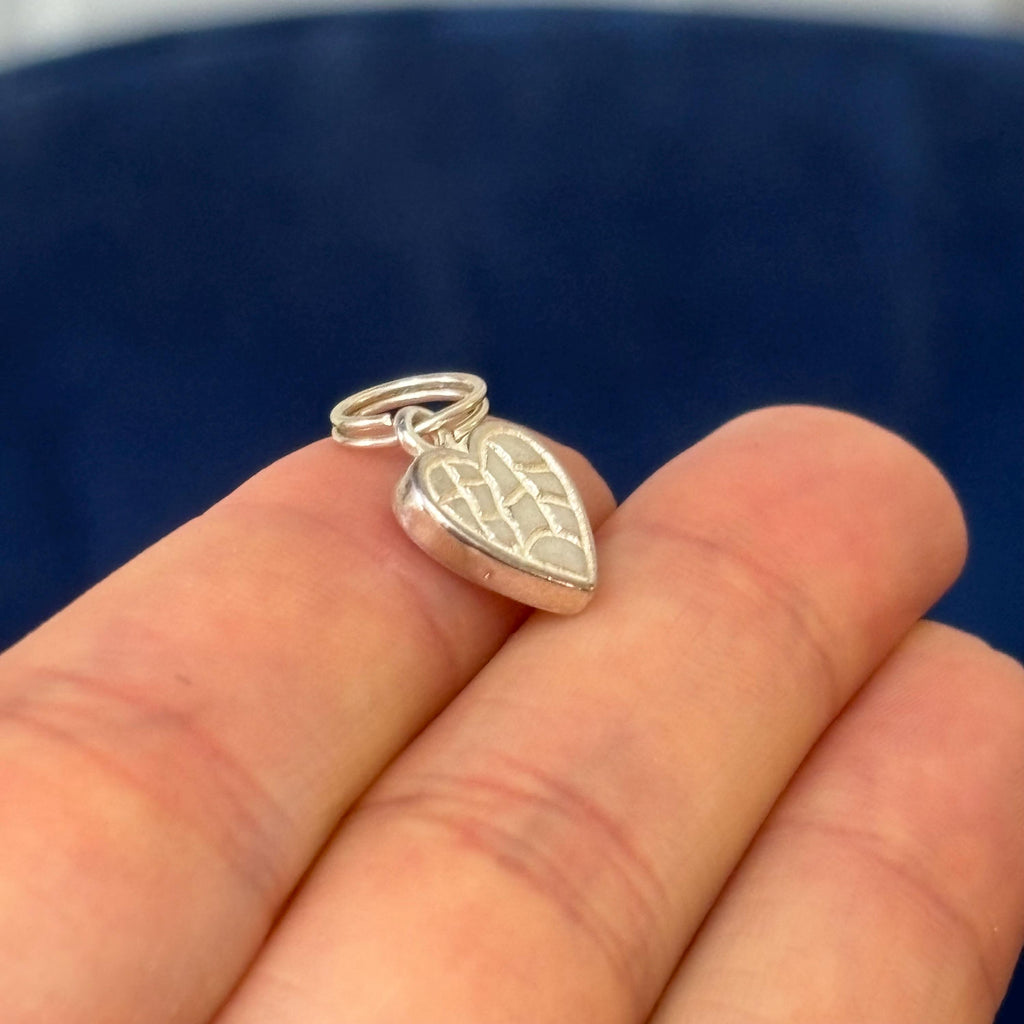 Sterling Silver Polished and Textured LOVE Heart Reversible Charm