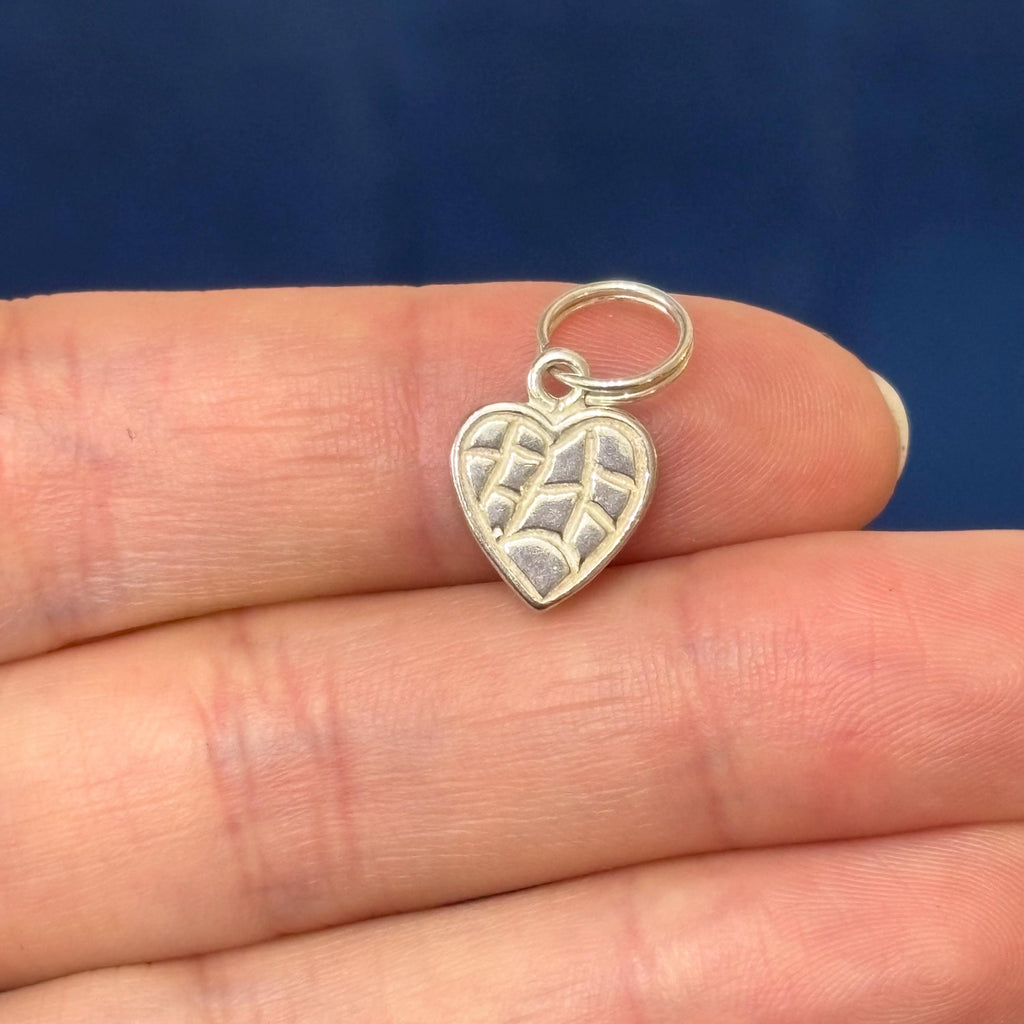 Sterling Silver Polished and Textured LOVE Heart Reversible Charm
