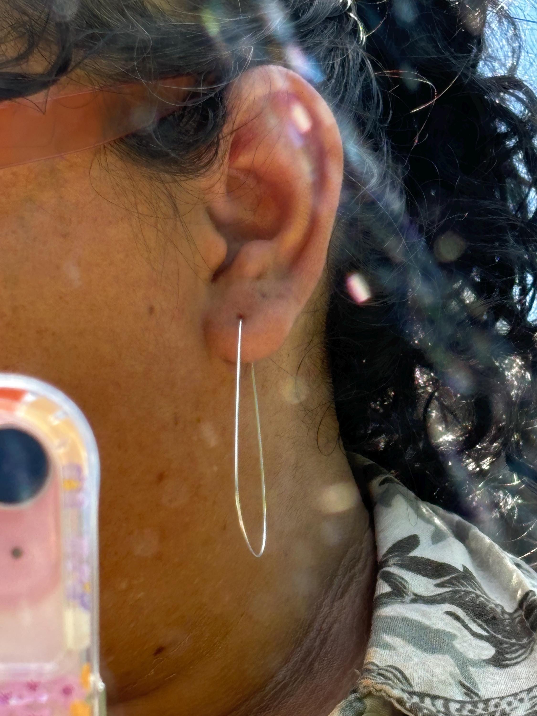 Sterling Silver Teardrop Wire Hoop Earring
