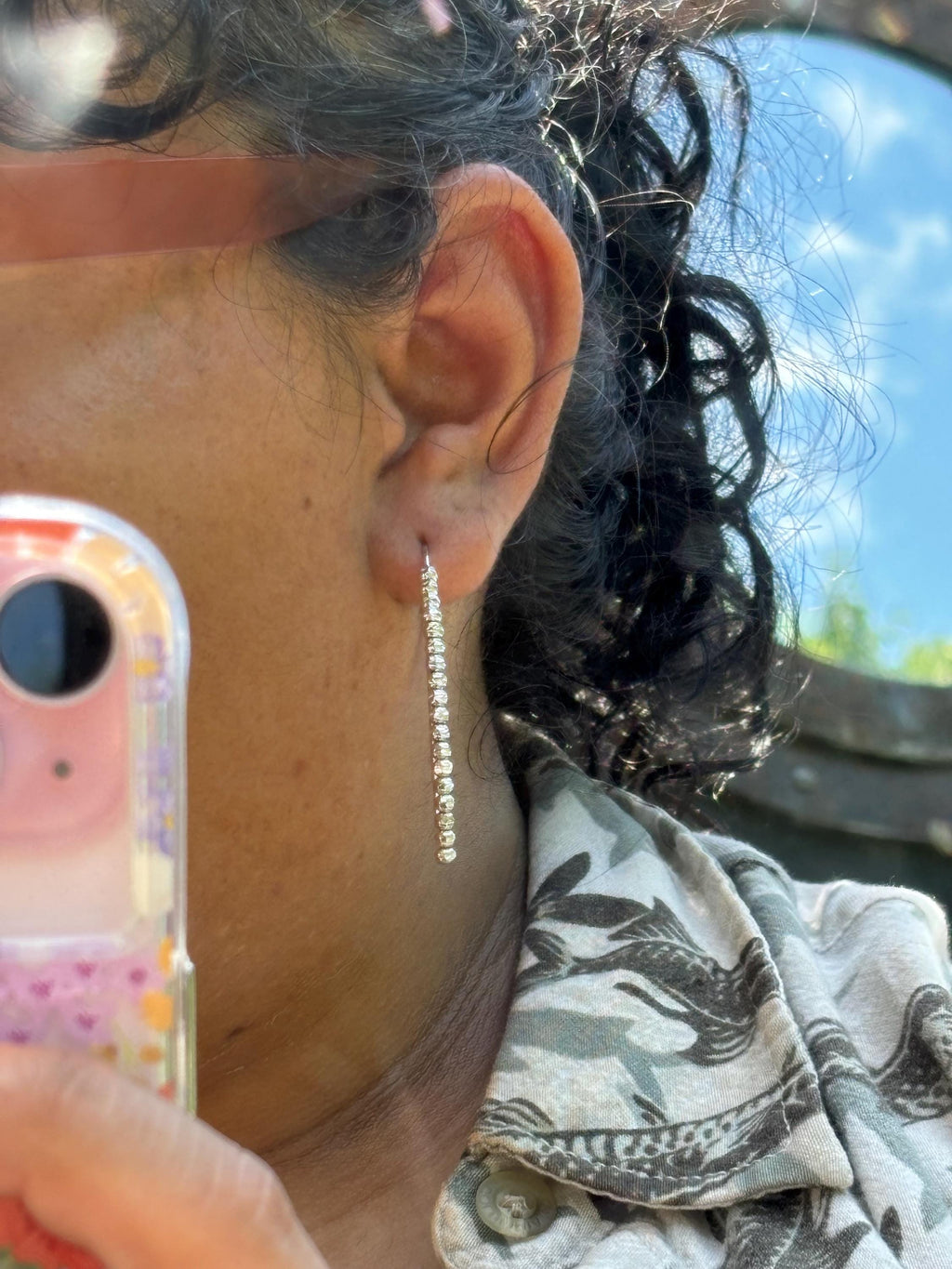 Sterling Silver Ear Wire Faceted Bead Drop Earrings