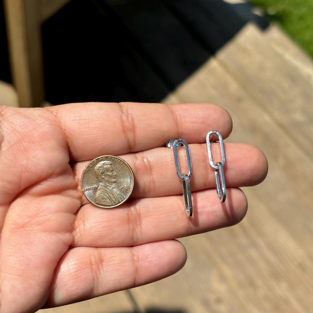 Sterling Silver Two-Link Paperclip Post Earrings