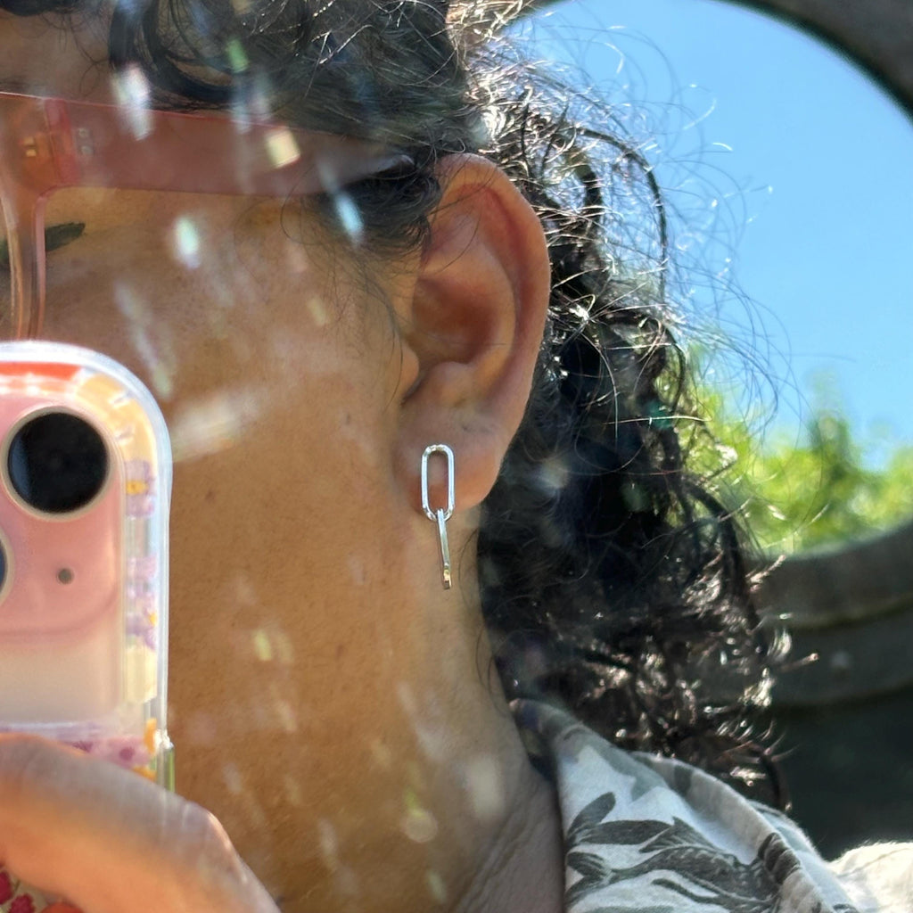 Sterling Silver Two-Link Paperclip Post Earrings