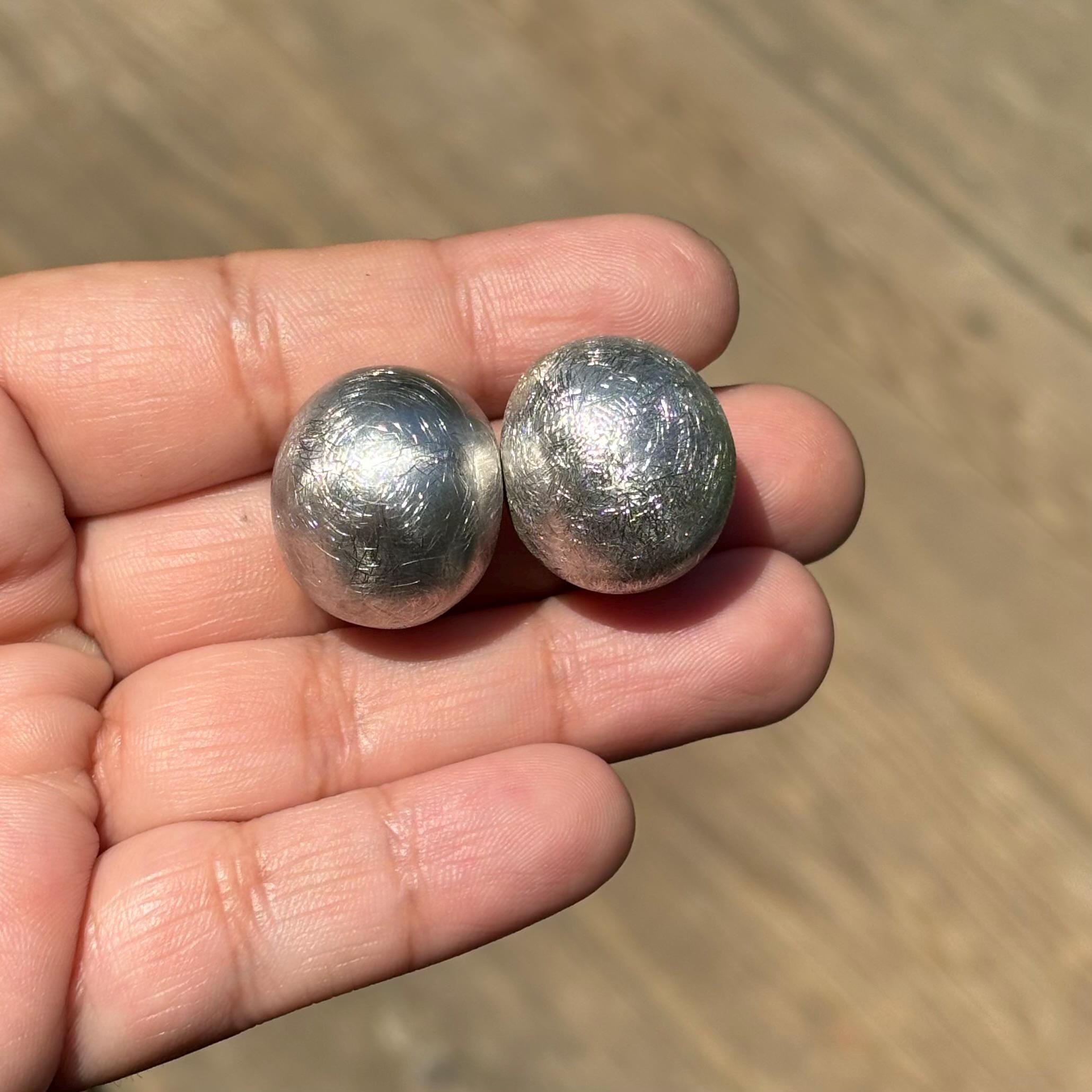 Sterling Silver Scratch Finish Button Post Earrings
