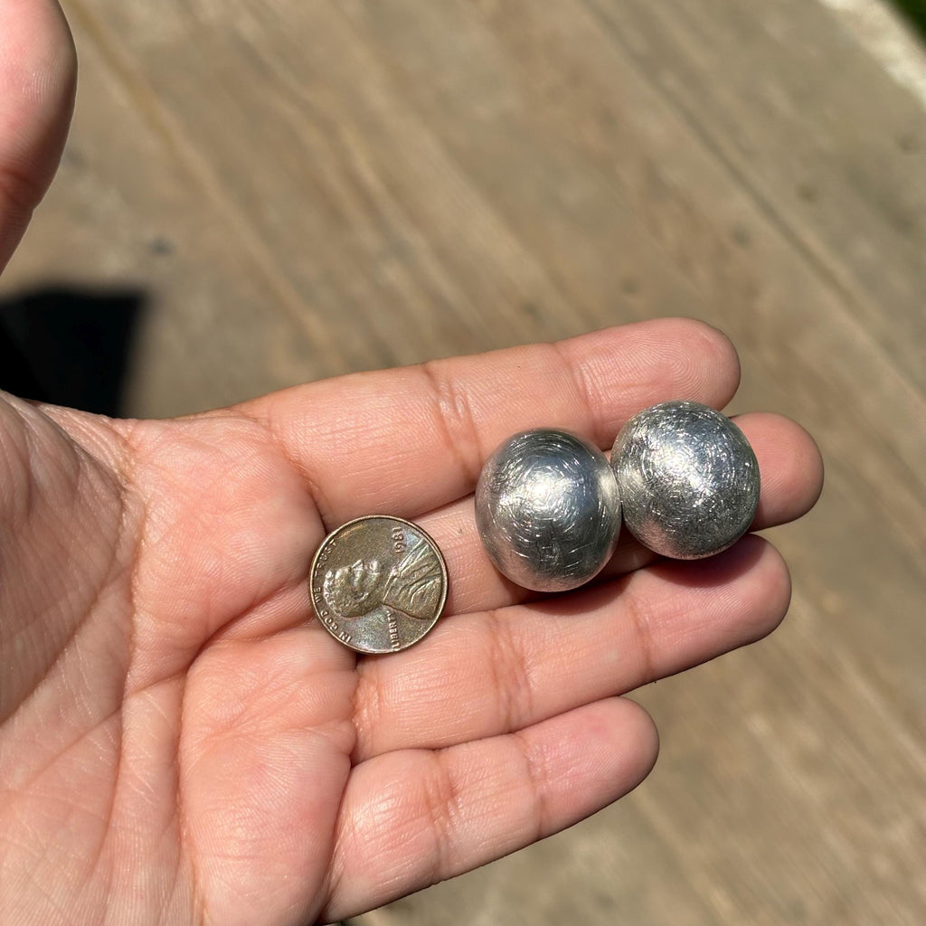 Sterling Silver Scratch Finish Button Post Earrings
