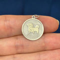 Sterling Silver Shih Tzu Shiny and Matte Disc Charm Pendant