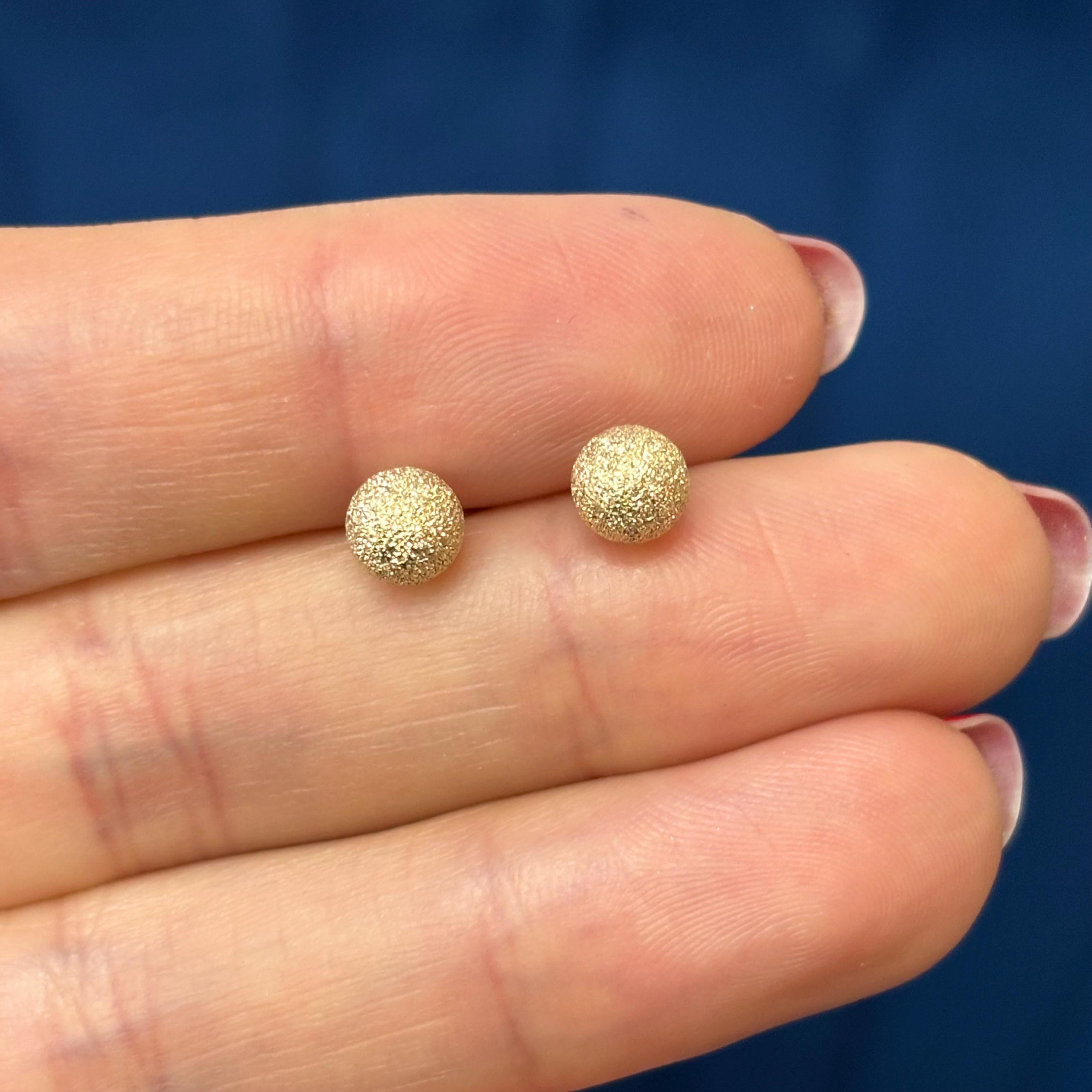 14k Yellow 6mm Stardust Gold Ball Earrings