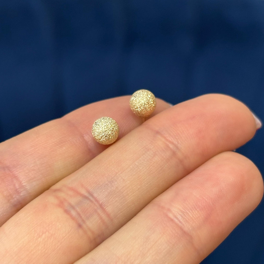 14k Yellow 6mm Stardust Gold Ball Earrings