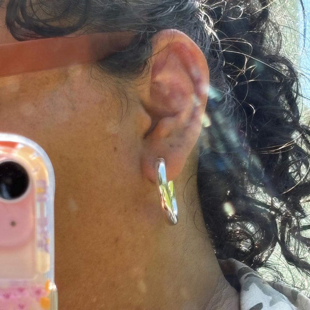 Sterling Silver Chunky Tubing Hoop Earrings