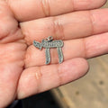 Sterling Silver Solid Antiqued Textured Chai Pendant